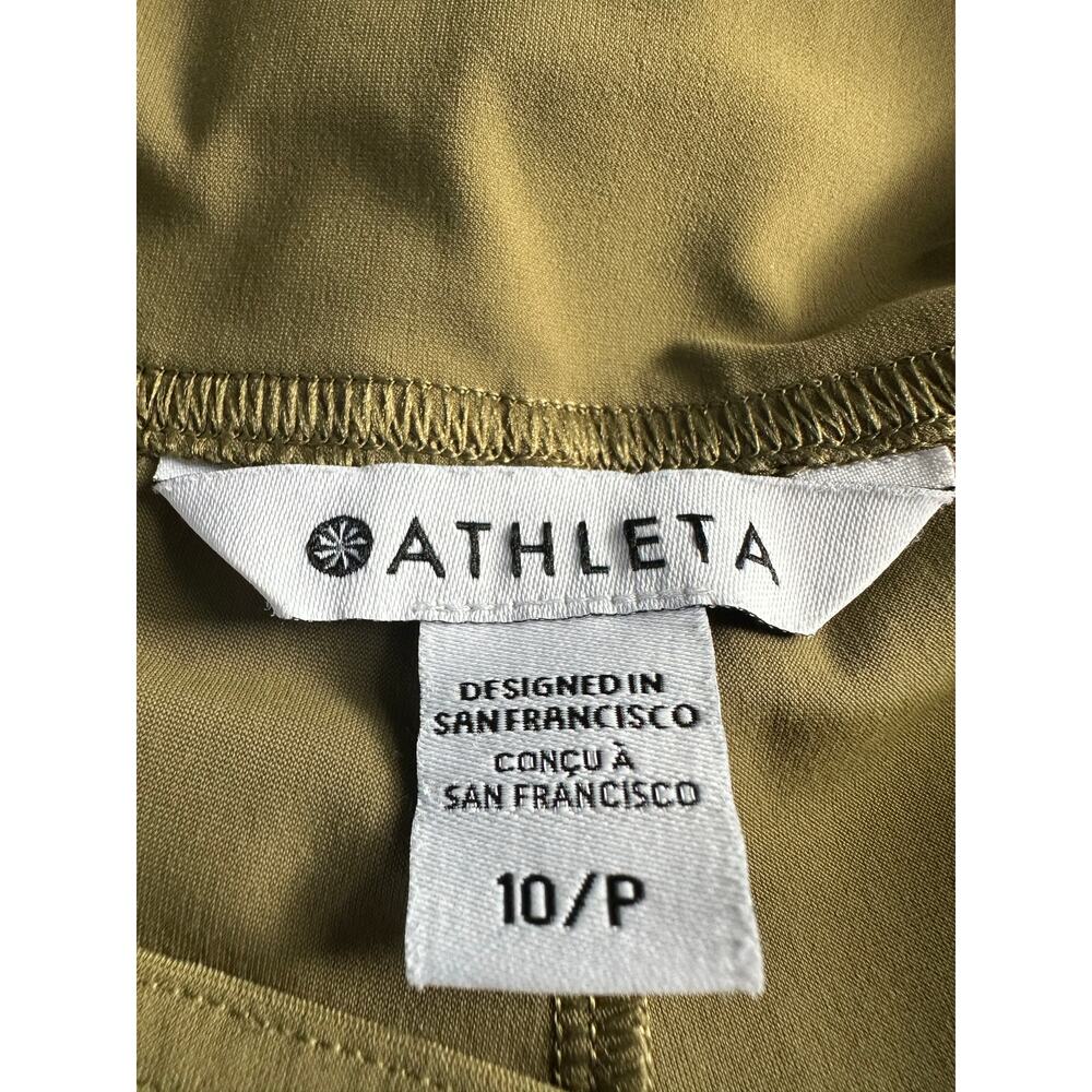 Athleta Cosmic Wide Leg Pant 10P Acacia Olive Green High Rise Travel Slacks EUC - Picture 4 of 11
